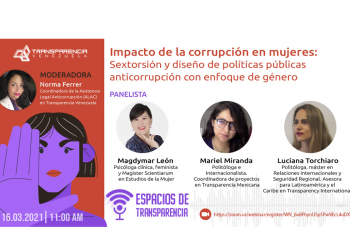 Nacional │Disertarán sobre políticas anticorrupción con enfoque de género